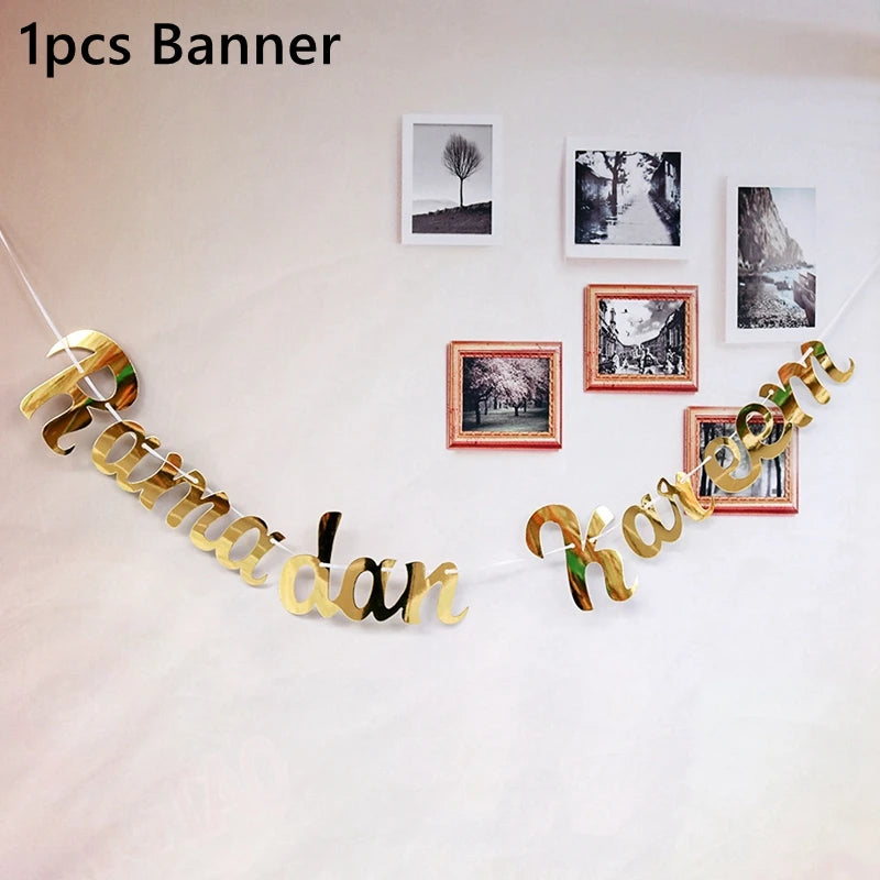EID Mubarak Balloon Banner Star Moon Islamic Muslim Party 2025 Ramadan Decorations Al Adha Gift Kareem Decorations for Home 2025
