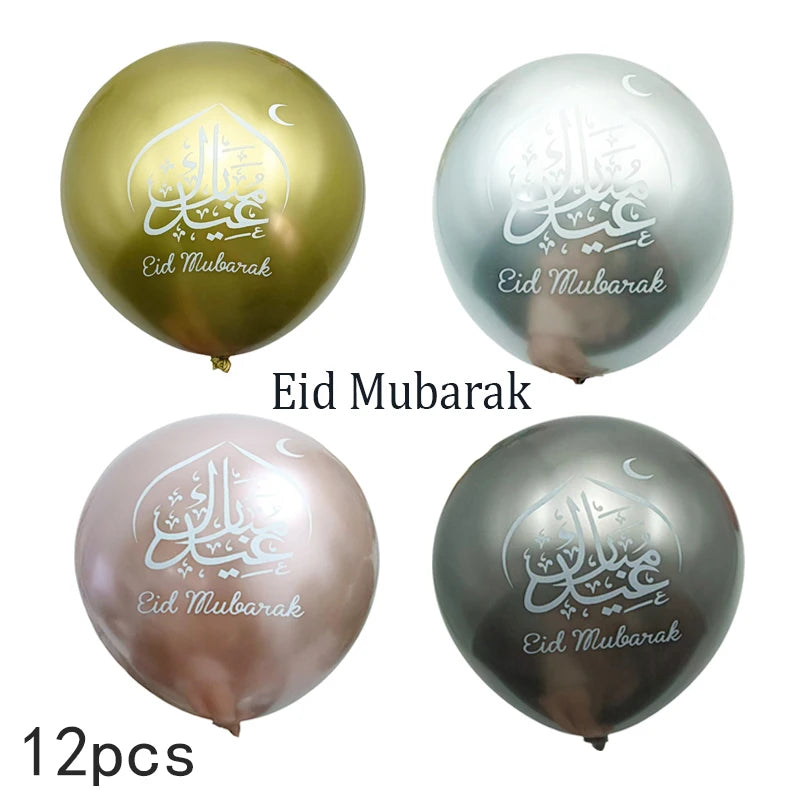 Eid Mubarak Round Star Moon Foil Balloon Ramadan Kareem Islamic Muslims Umrah Mubarak  Eid al Fitr Festival Party Decor Supplies