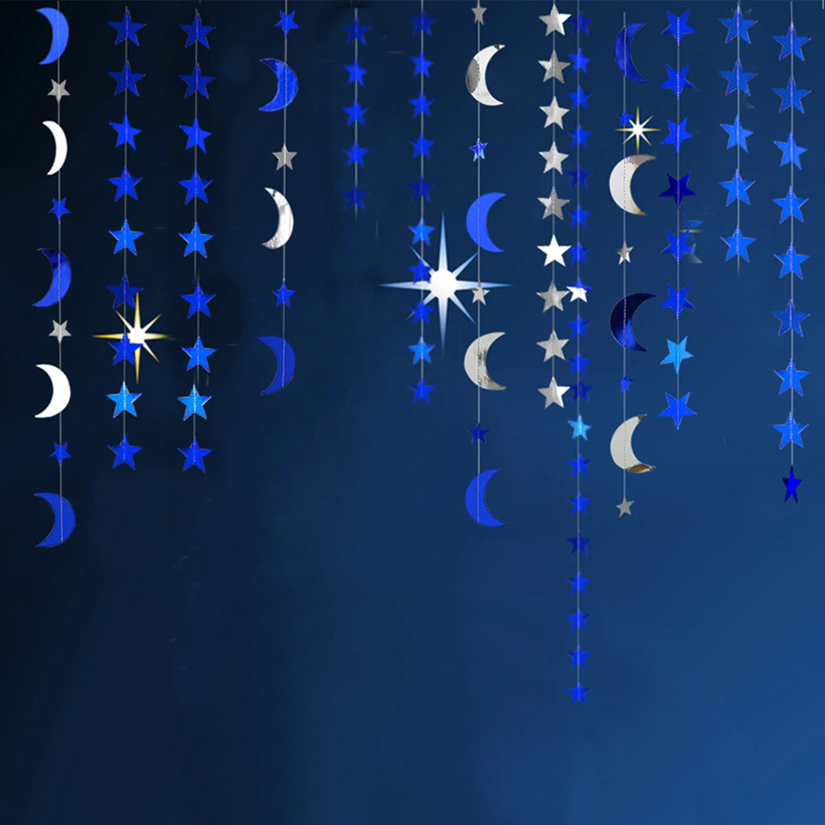 4M EID Mubarak Glitter Star Moon Garland Banner Backdrop Streamers Ramadan Kareem Hanging Streamer Decoration Supplies