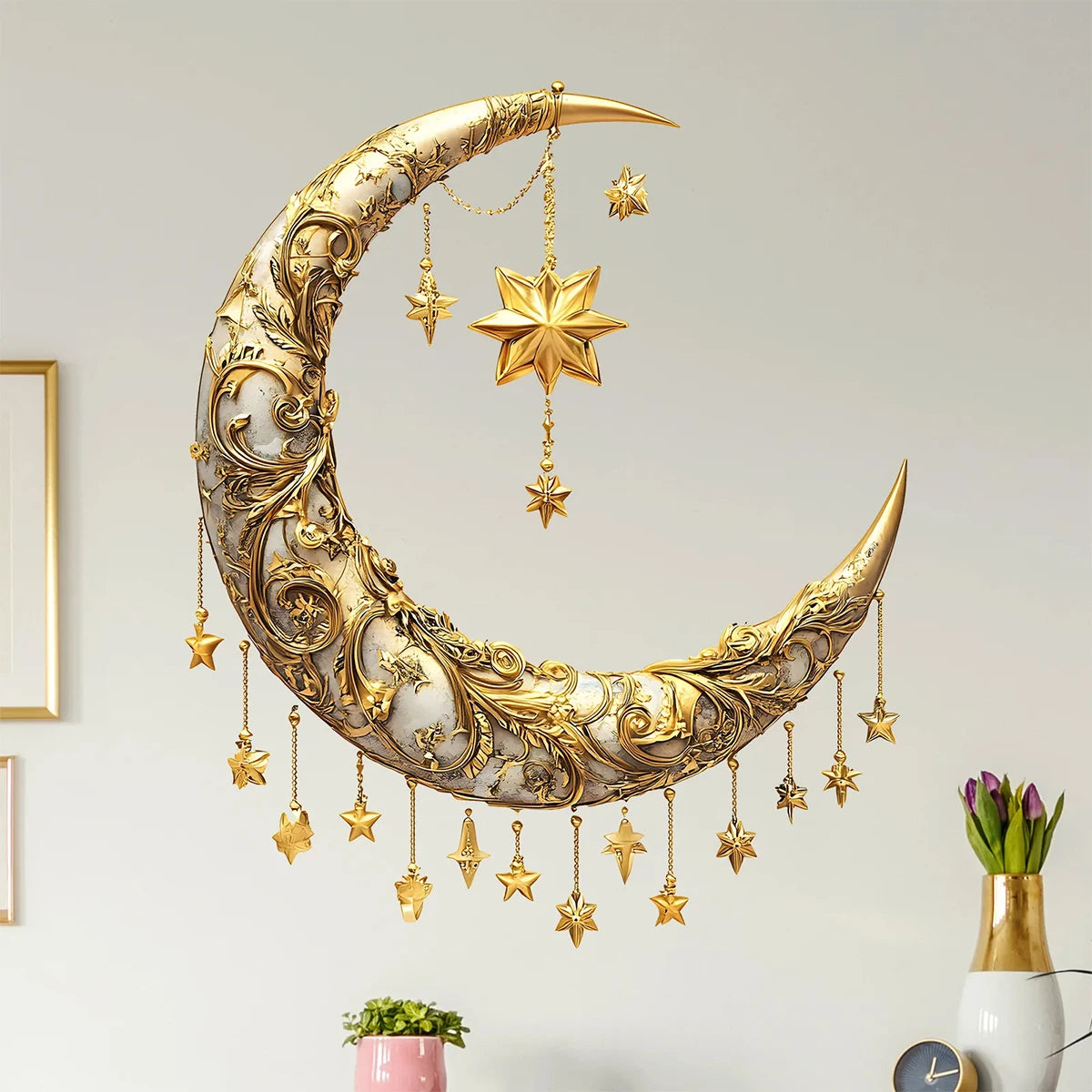 1Pcs Eid Mubarak Wall Stickers Ramadan Kareem Moon Star Lantern Window Decal Decorations for Home Muslim Islamic Wall Sticker