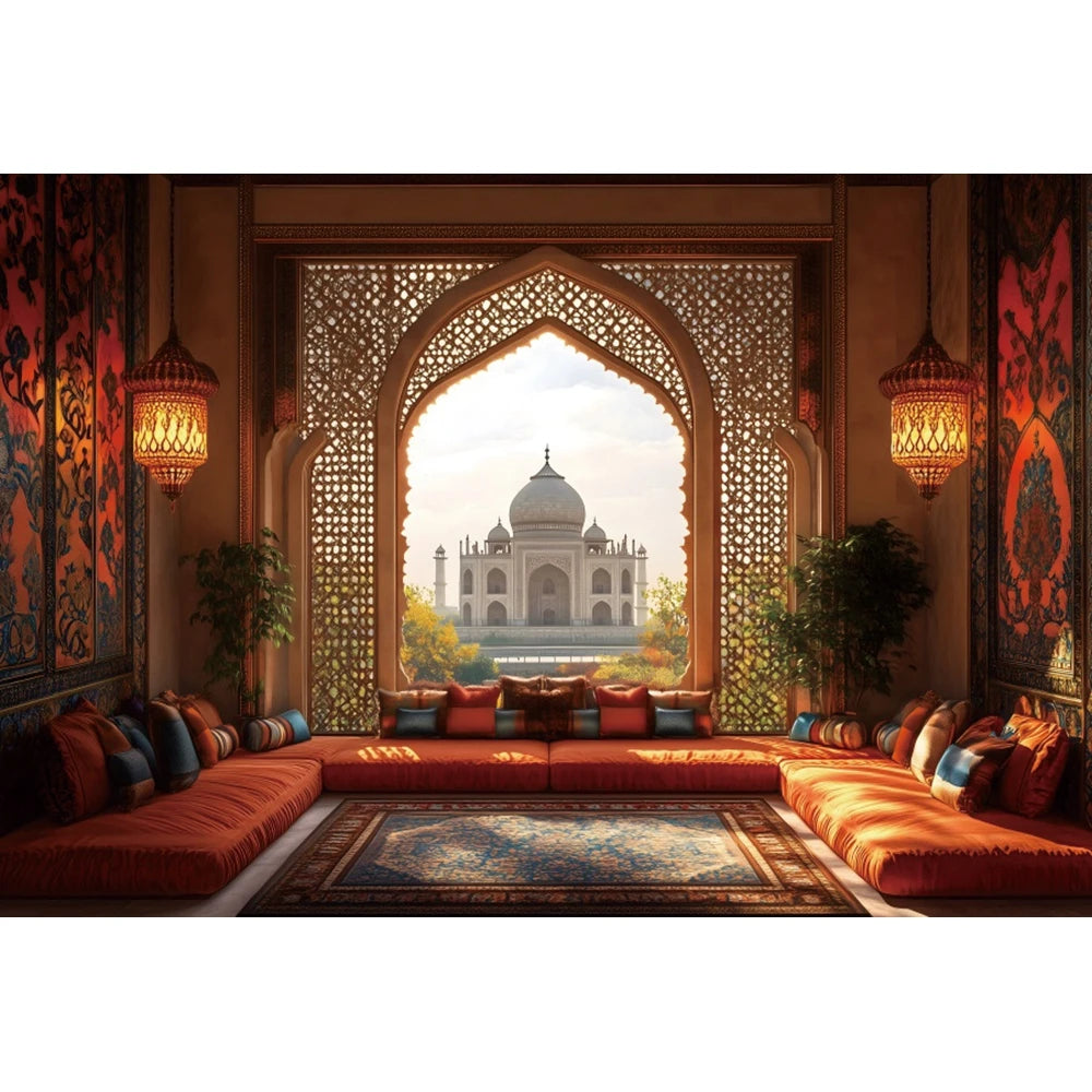 Islamic Mosque Background Ramadan Aladdin Eid Mubarak 2026 Muslim Kareem Al Fitr Festival Party Indoor Decoration Photo Backdrop