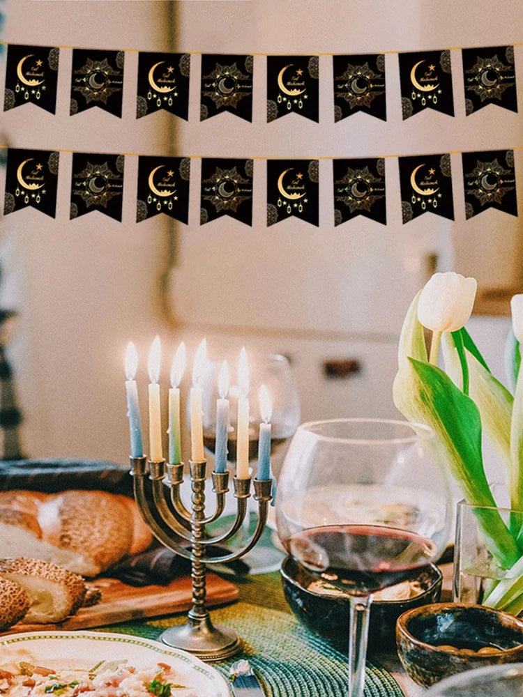 EID Mubarak Banner Ramadan Kareem Decoration 2026 Wall Hanging Flag DIY Making Ramadan Party Supplies Islamic Muslim Home Decor