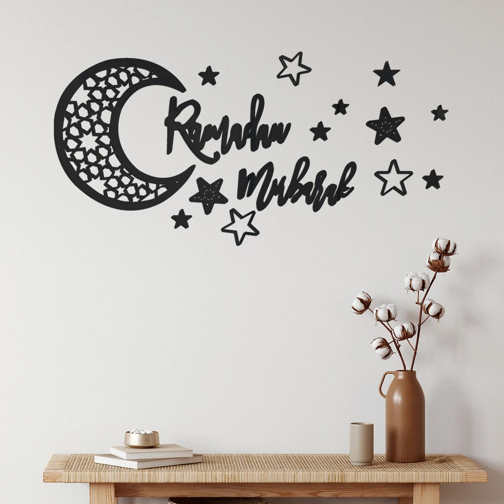 Ramadan Kareem Stickers Decorations Wall Eid Mubarak For Home Eid Al Adha Moon Window Star Decal Islamic Mirror Decor Sign