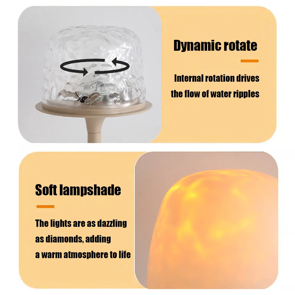 16 Color Water Ripple Atmosphere Desk Lamp Mushroom Table Lamp LED High Footed Desk Lamp with Remote Projection Atmosphere Light