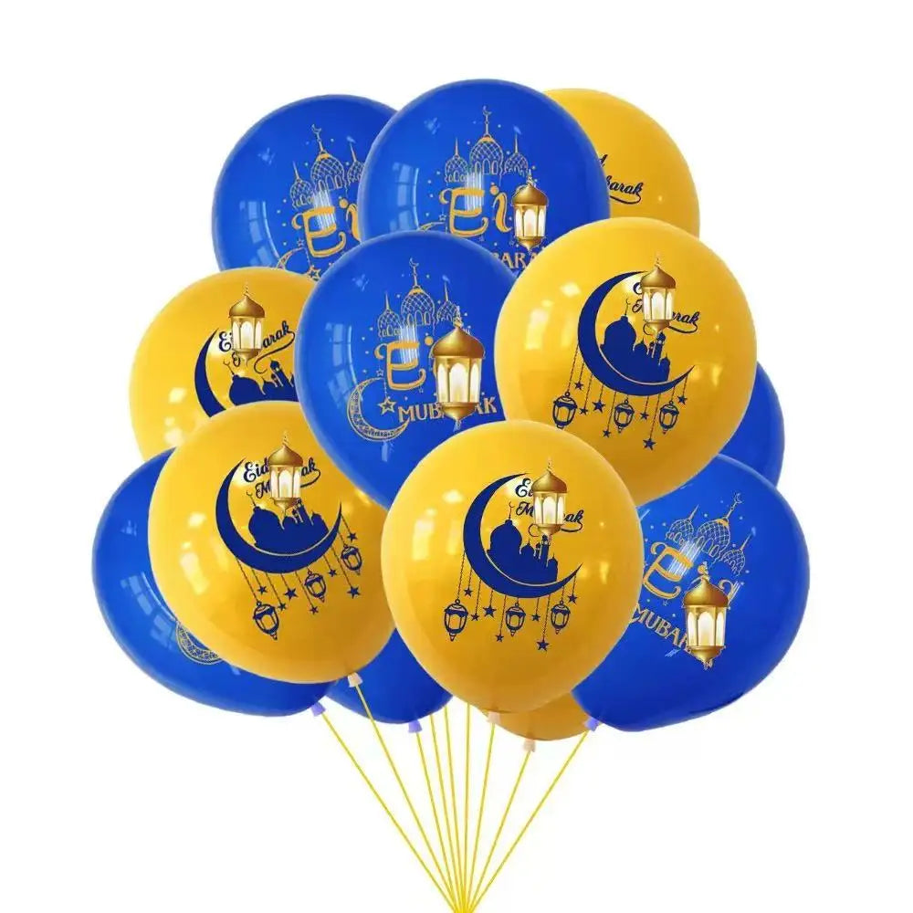 Eid Mubarak Latex Balloon Ramadan Kareem Moon Star Castle Decoration Air Globos Islamic Party Ramadan Mubarak Balloon Eid Gifts