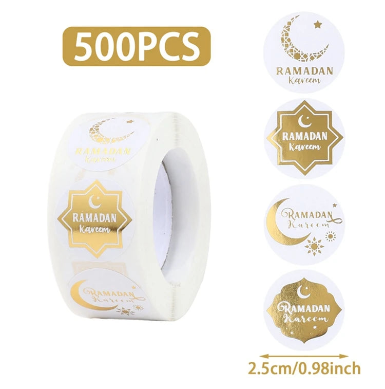 EID Mubarak Stickers Ramadan Decoration 2025 For Favor Gifts Label Ramadan Kareem Islamic Muslim Party Eid Al Adha Gifts