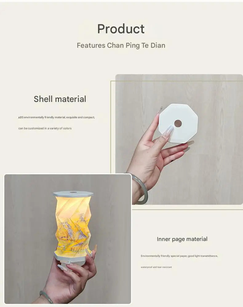 Mini Paper Lantern Night Light USB Charging Portable Foldable Book Lamp Bedroom Bedside Decor nightlight LED Table Light Gifts