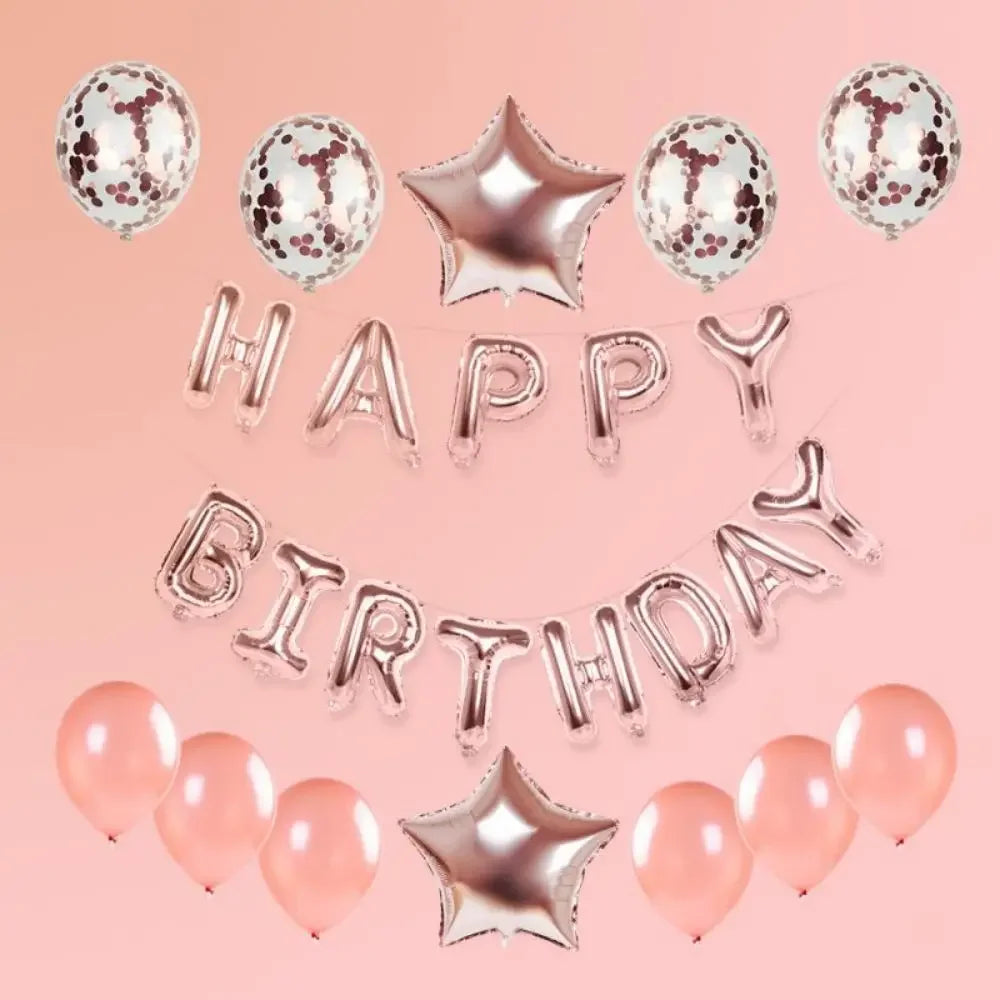 25pcs/set Happy Birthday Balloons Set Foil Letter Balloon Garland Bunting Banners Kids Birthday Party Babay Shower Decoration