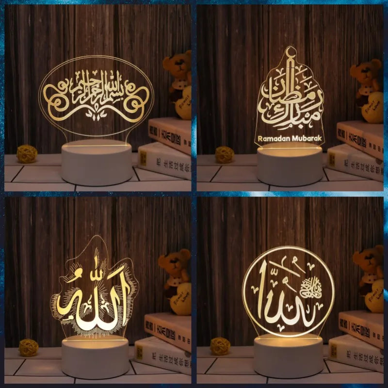 2026 Eid Mubarak Muslim Festival Decor Supplie Night LED Light Hanging Ornament Ramadan Kareem Decoration for Home Event Party