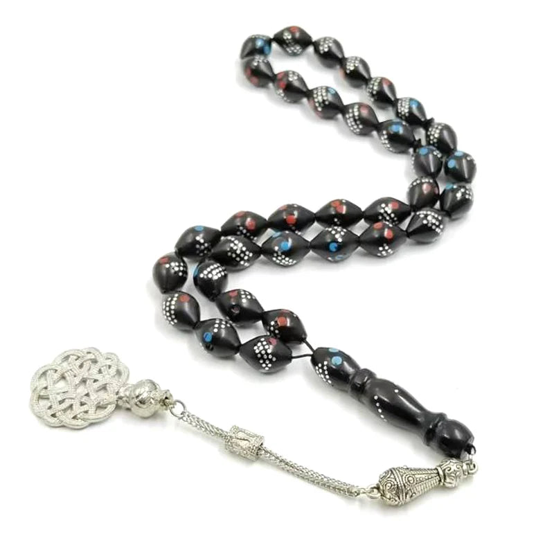 Tasbih Natural kuka Wood Inlaid metal muslim Misbaha prayer beads handmade subha islamic Rosary bead arabic fashion
