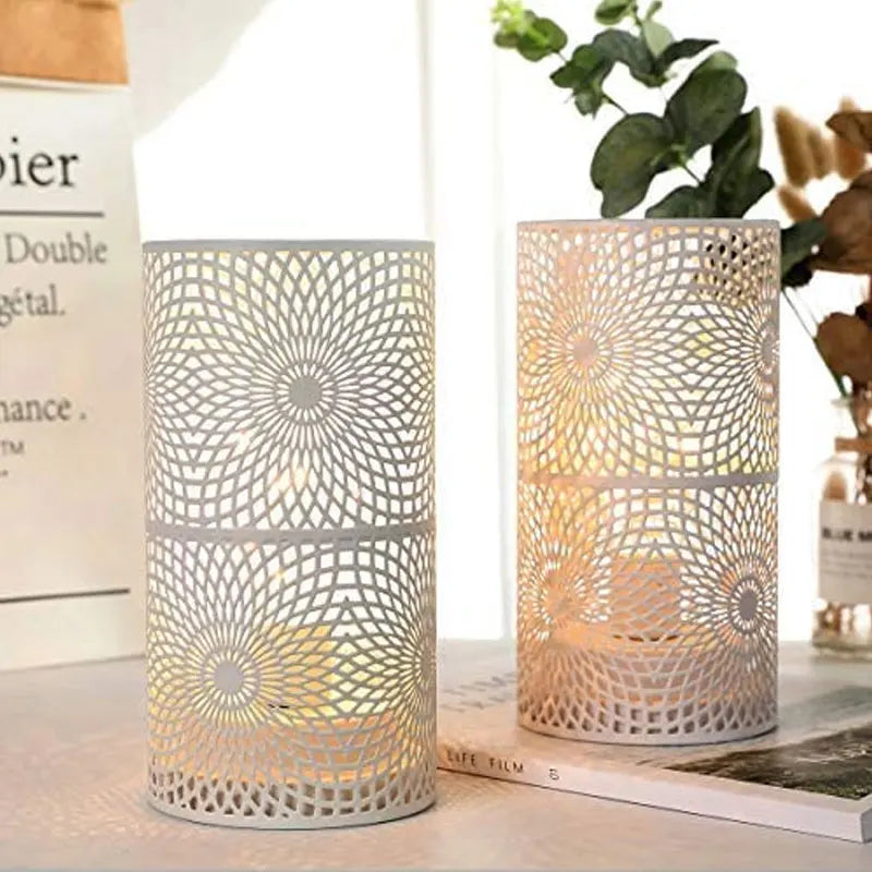 2Pcs/set  Battery Powered Table Lamp Modern Nordic Cylinder Lamp for Warm Light with LED Edison Style Bulb Wedding Home Decor