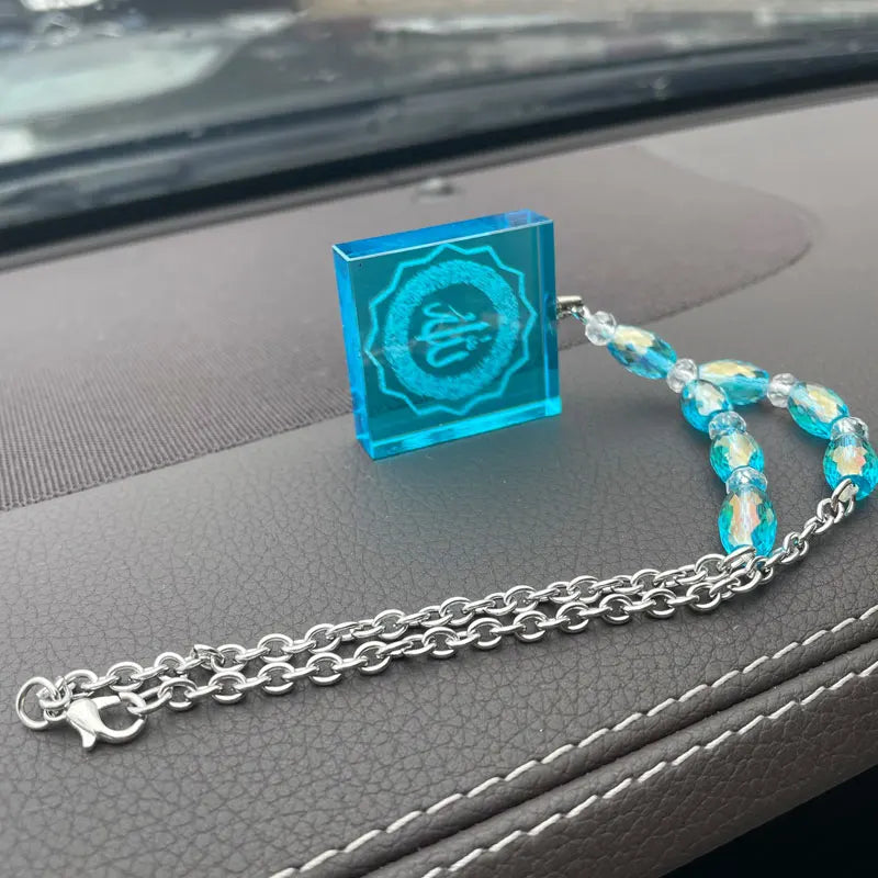 Islam Blue Crystal Beads Allah Quran Ayatul Kursi Car Hanging Pendant