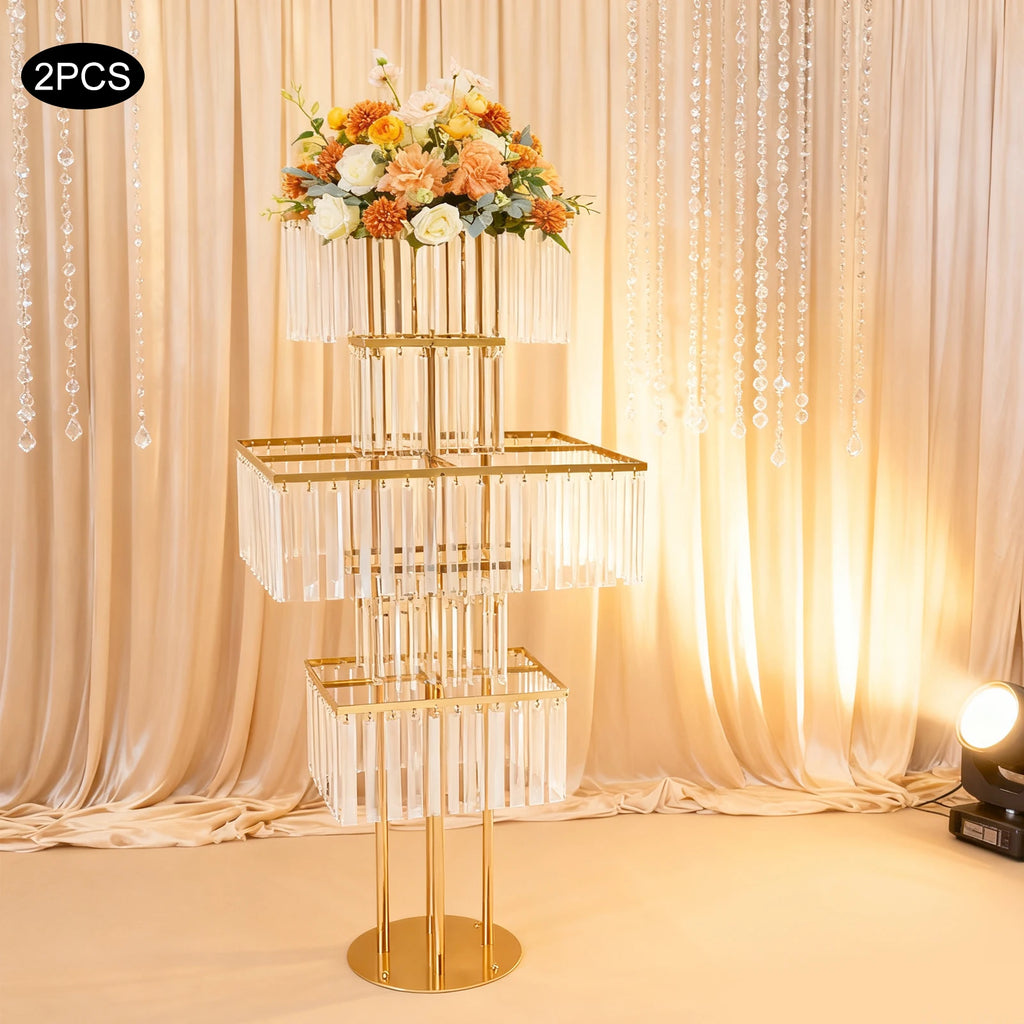 2pcs 5-Tier Flower Stand for Wedding Birthday Party Events Flower Vase Stand for Centerpieces Wedding Flower Stand Gold/silver