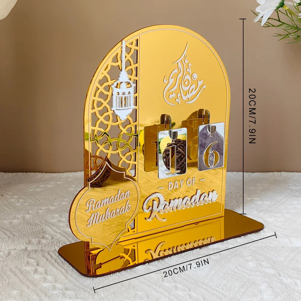 Ramadan Advent Calendar, Ramadan Advent Countdown Mubarak Acrylic Moon Ramadan Decoration ,Eid Mubarak Party Decoration