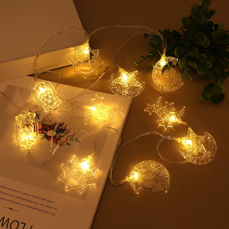 1.5M EID Mubarak LED String Lights Moon Star Castle Lantern Light Islam Muslim Festival Party Ramadan for Home Decoration 2026