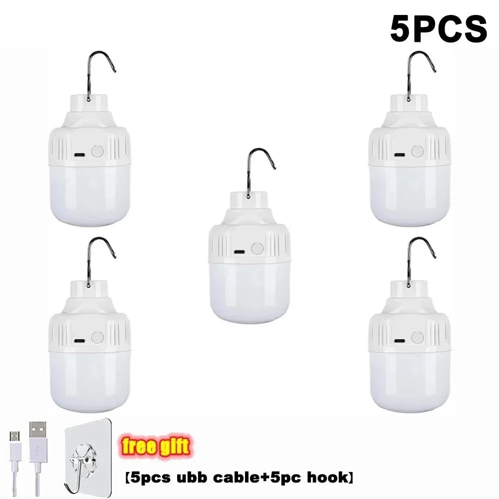 1-10pcs Outdoor USB Rechargeable LED Lamp Bulbs High Brightness Emergency Light Hook Up Camping Portable Lantern Night Lights ﻿