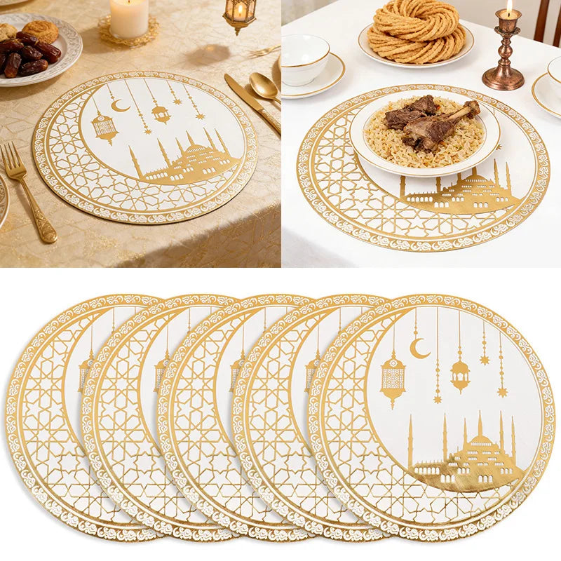 Ramadan Moon and Flower Patterns Table Festive Party Decorati, Suitable for Families, Hotels, Restaurants Eid Party Decor