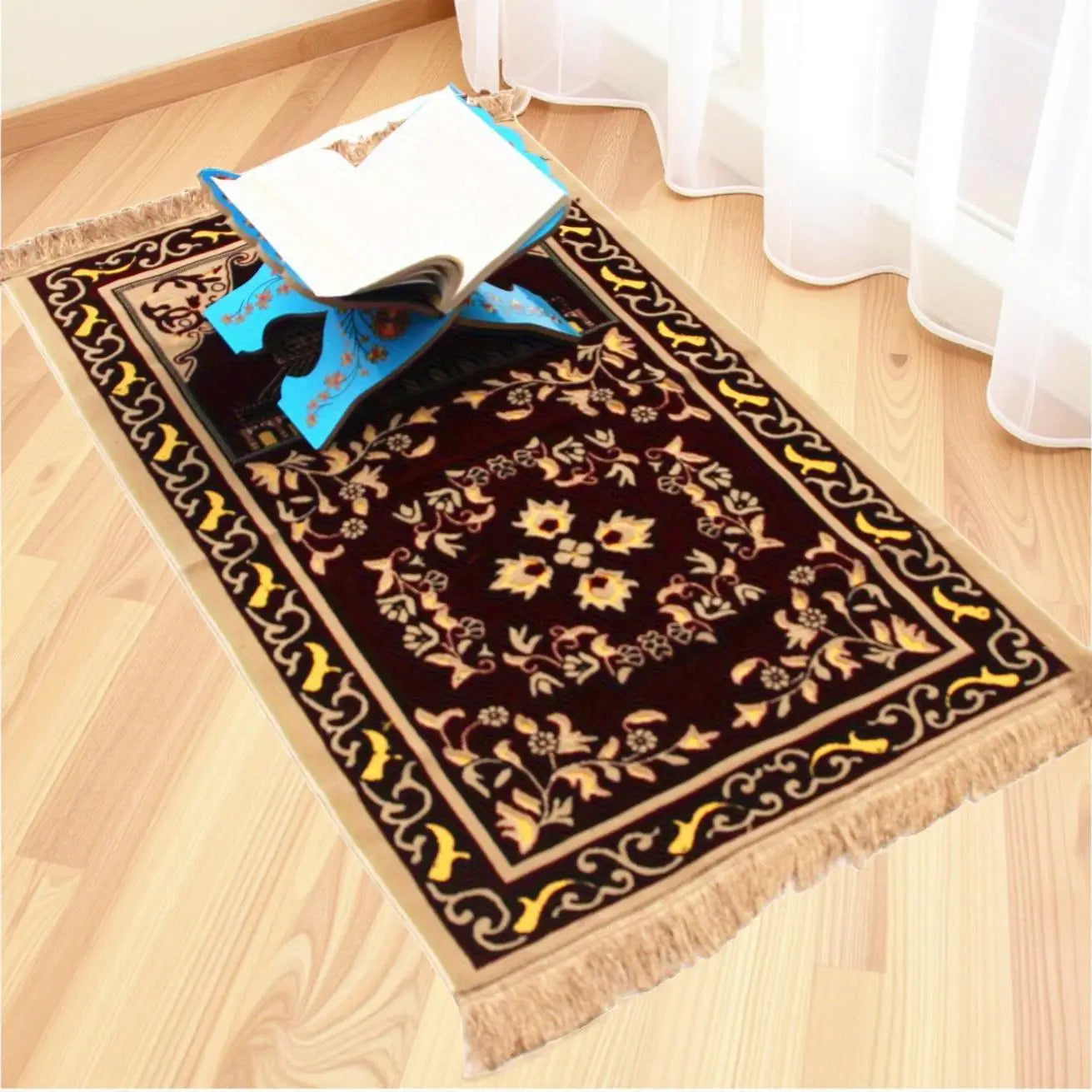 Islamic Velvet Plush Prayer Rug - Thick & Soft Muslim Prayer Mat