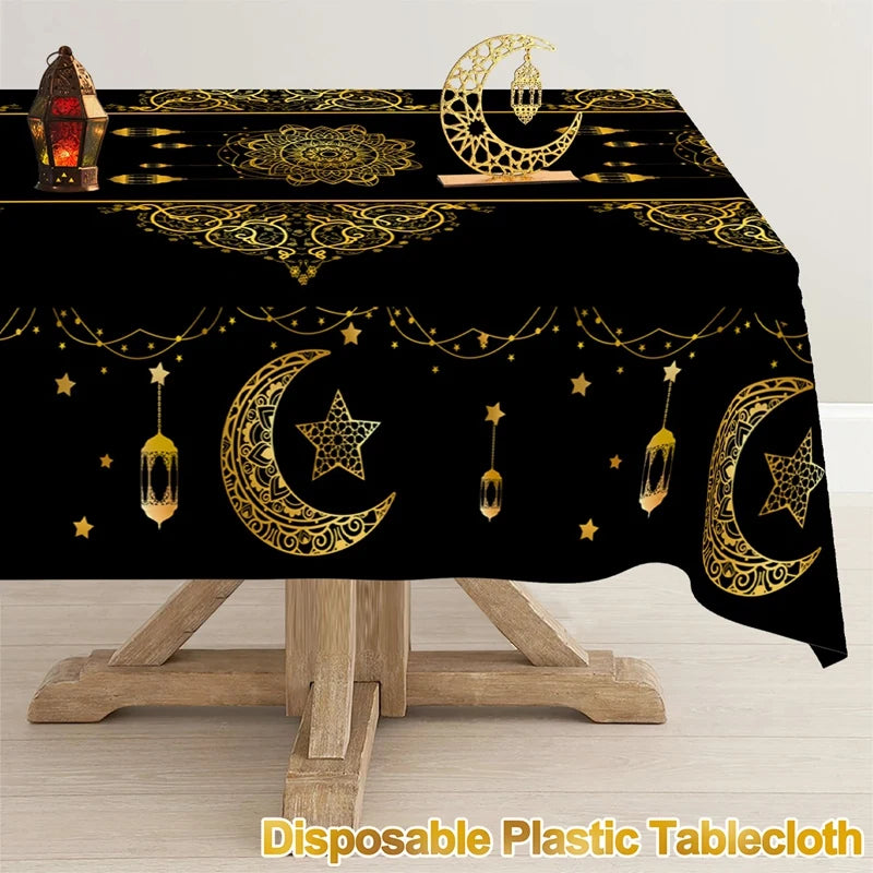 Eid Mubarak Tablecloths Ramadan Decoration for Home 2026 Islamic Muslim Party Decor Ramadan Tableware Supplies Eid Al Adha Gift