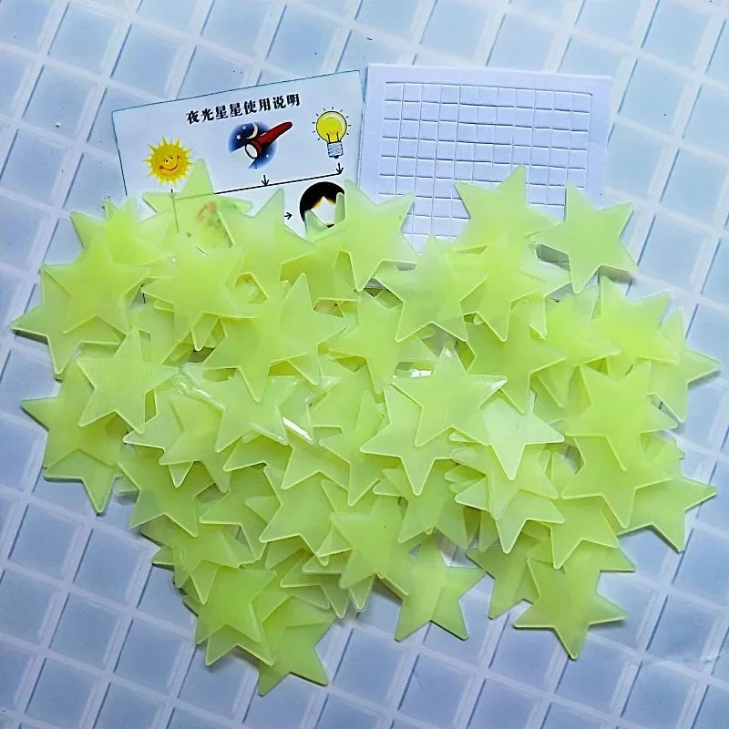 100Pcs/Set Stars Luminous Wall Stickers Glow In The Dark For Kids Baby Room Decoration Decals Colorful Star Home DIY Decor Mural