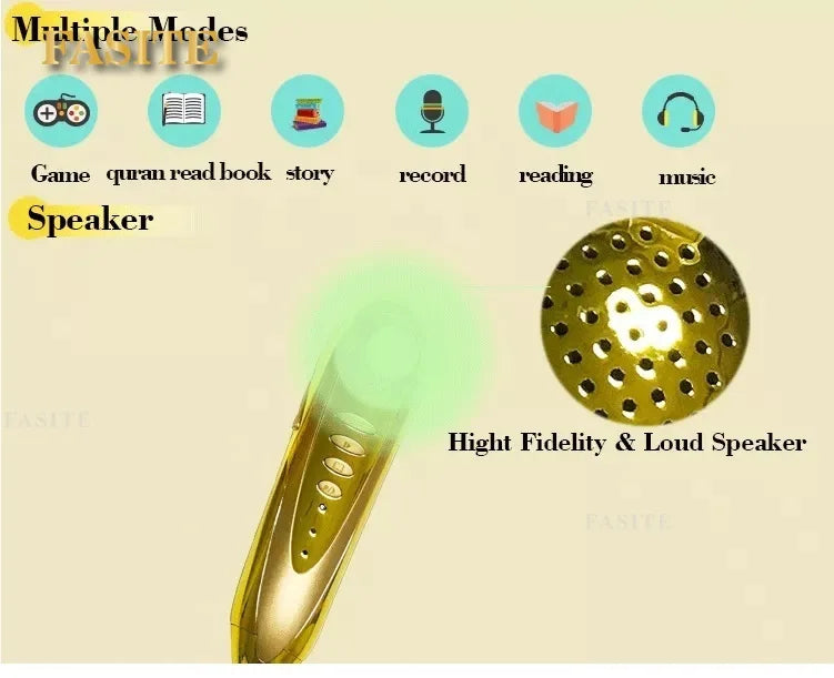 Digital Quran Reading Pen with Small Quran Book Wooden Box Word by Word Audio