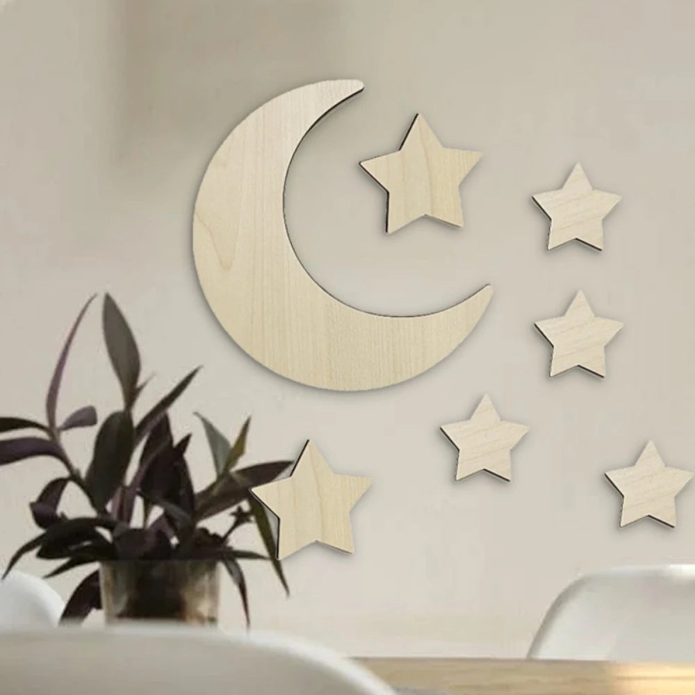 Simple Wooden Wall Decoration Hot Air Balloons Sun Moon Stars Heart-shaped Wall Ornaments Warm Sweet Children's Rooms