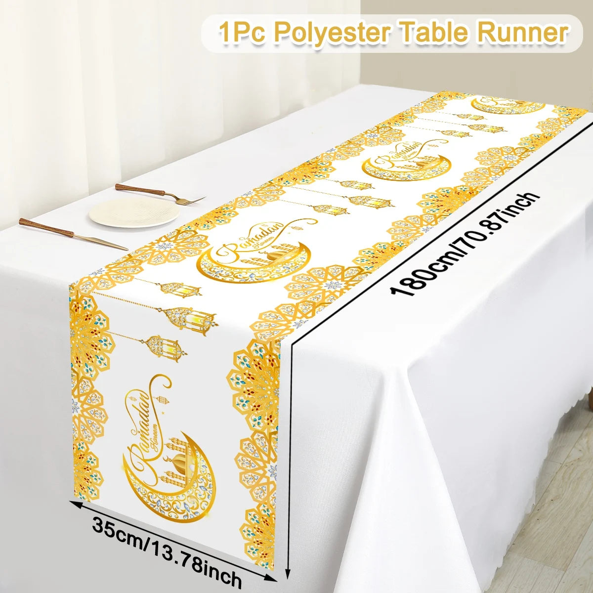 Ramadan Kareem Table Runner Ramadan Decor For Home 2026 Tablecloth Islamic Muslim Party Supplies Ramadan Kareem Eid Al-Fitr Gift
