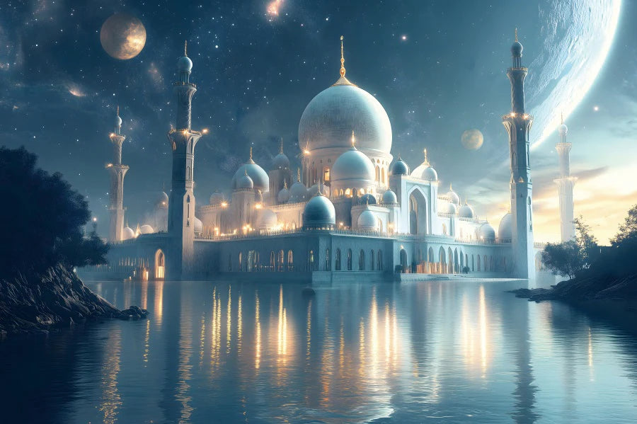 Ramadan Mubarak Backdrops Eid Al Adha Moon Islam Muslim Celebration Eid Party Night Decoration Background Photo Shoot Prop Gift