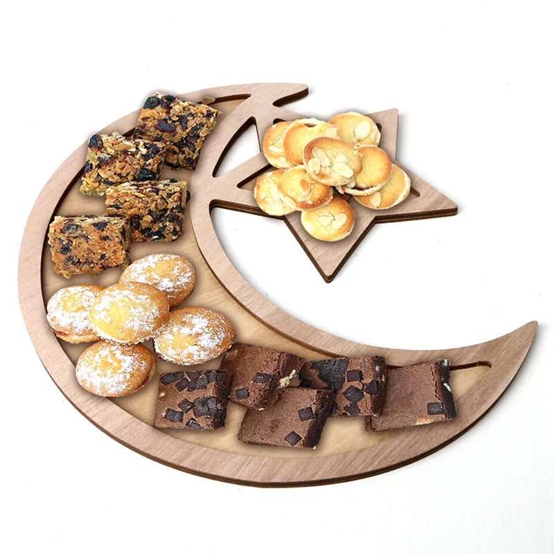 EID Mubarak Decor Wooden Tray Ramadan Decoration for Home Islamic Muslim Party Decor Mubarak Ramadan Kareem Gift Eid Al Adha
