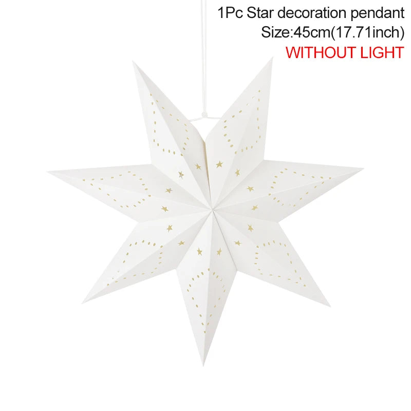 Eid Mubarak Decoration Hollow Star Hanging Pendant Ramadan Kareem LED Light Lantern 2025 Islamic Muslim Party Supplies Birthday