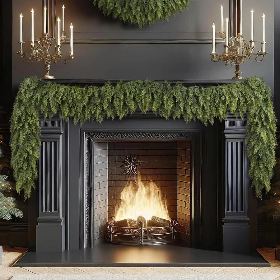 1/2pcs Artificial Plants Christmas Tree Cypress Leaf Garland Home Room Table Decor Outdoor Yard Pine Rattan Hanging Adorn Wreath