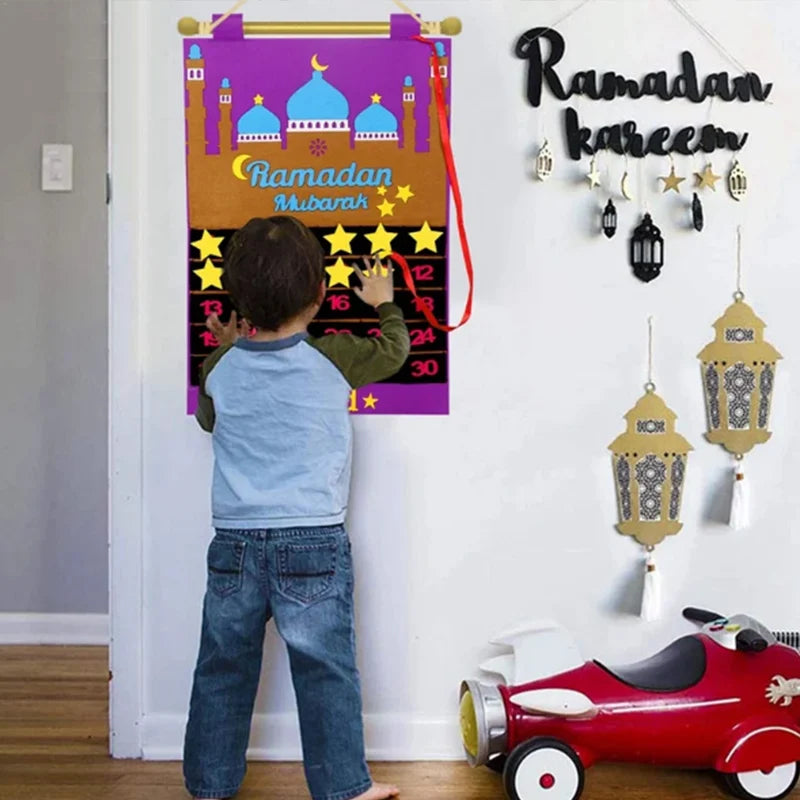 2026 Eid Mubarak Countdown Calendar Ramadan Muslim Party Hanging Calendar Decoration Craft Eid Al-adha Desktop Ornaments Gifts