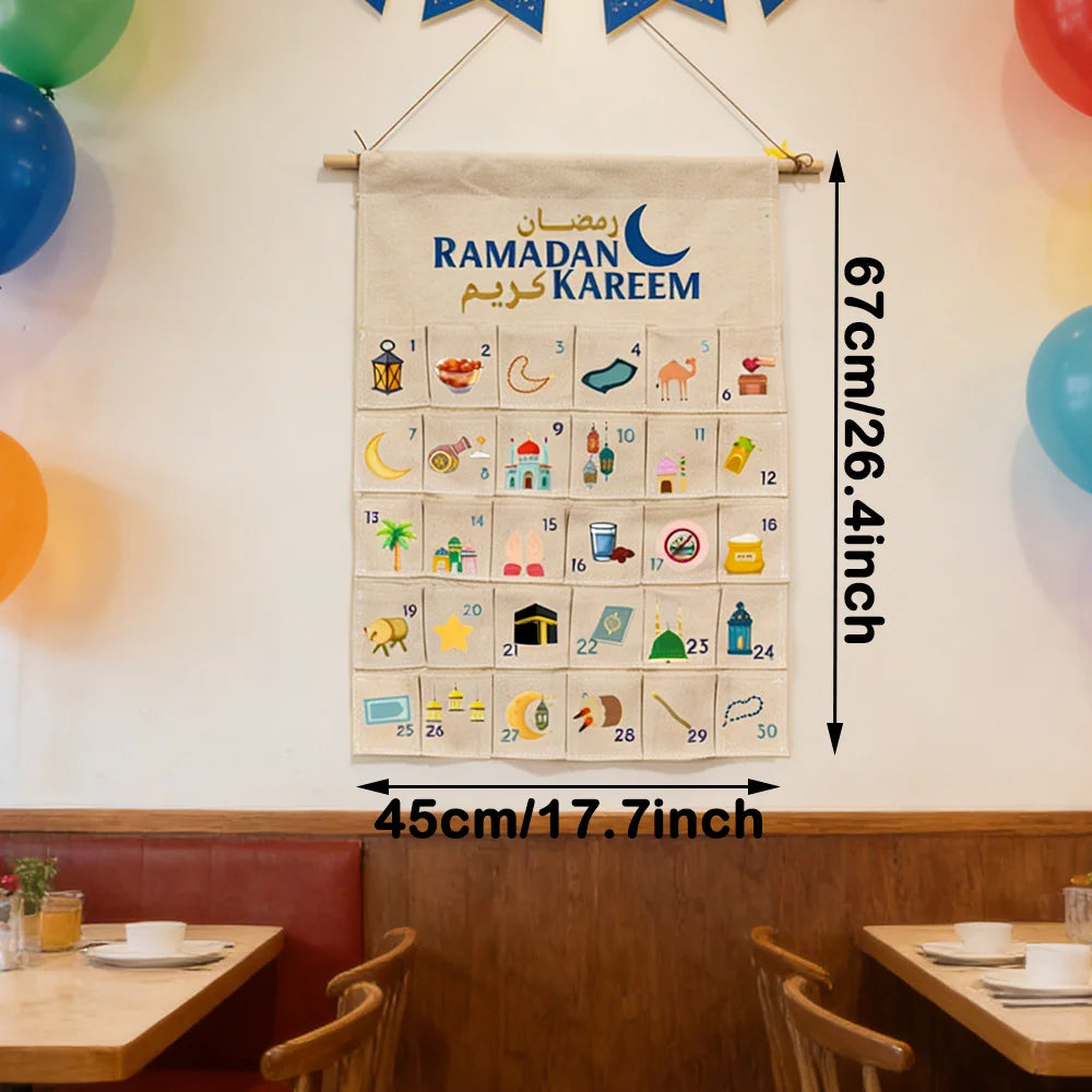 Ramadan Kareem 30-Day Advent Calendar – Kids Wall Hanging Home Decor