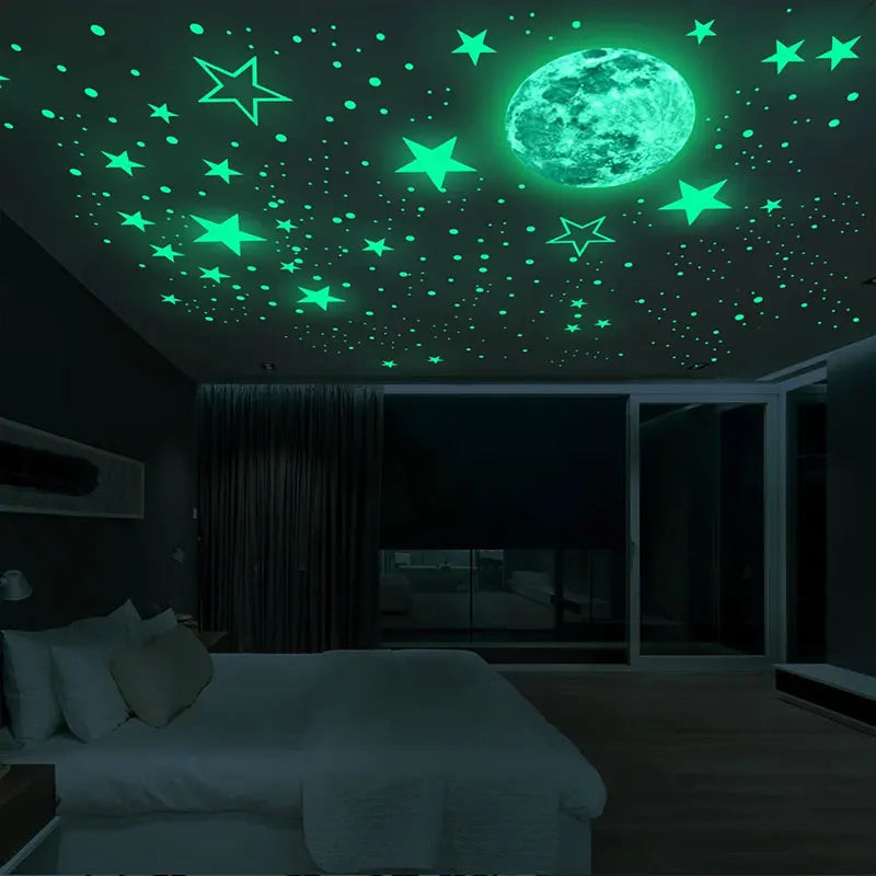 Luminous Moon Stars Astronaut Ceiling Wall Stickers The Dark Glowing Stars Planet Spaceship Bedroom Home DIY Decoration