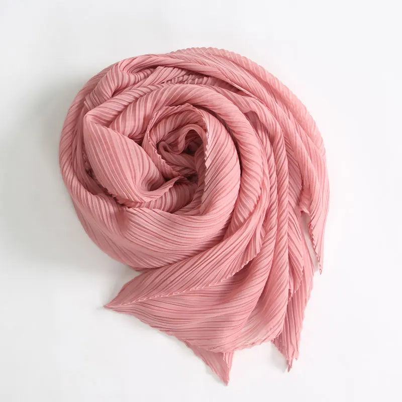 Miyake Pleated Scarf Wide Long Silk 2025 Cape Women Windscreen Shawl Shoulder Designer Korean Scarf Hijabs For Woman