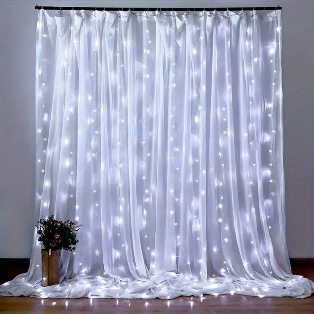 6/3M LED Curtain Lights 8 Lighting Modes Valentine's Day Ramadan Decorations for Home Wedding Party Eid Mubarak Fairy Light