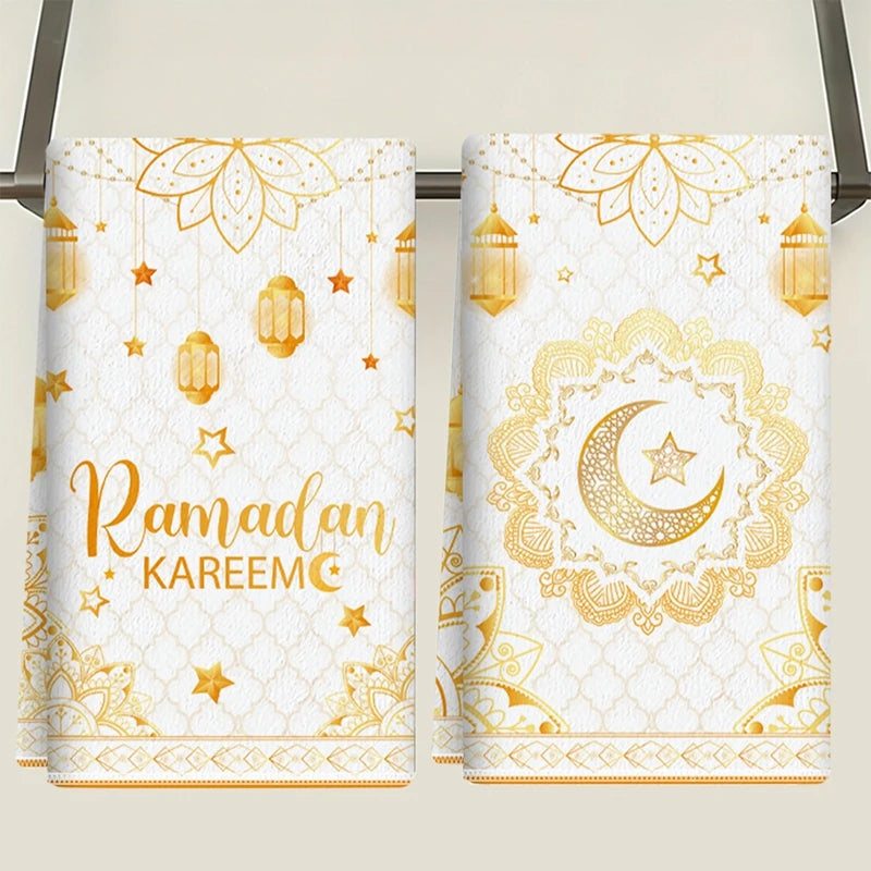 2ps Ramadan Dish Towel Eid Mubarak Decoration 2026 for Home Ramadan Kareem Ramadan Mubarak Islamic Muslim Party Eid Al-Fitr Gift