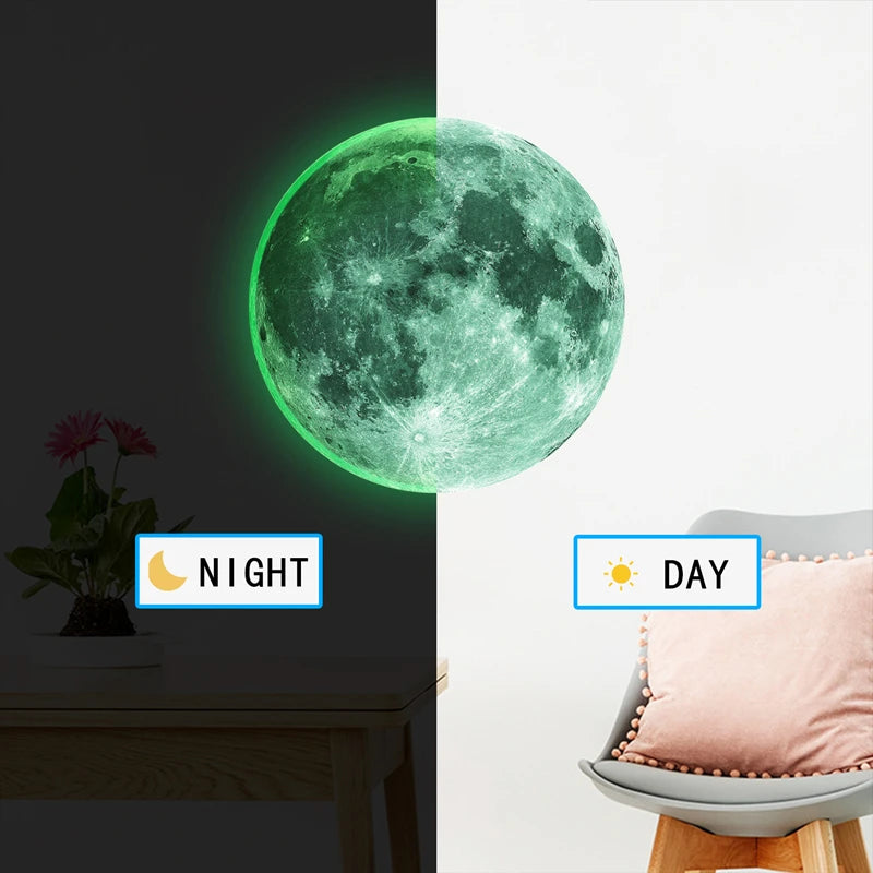 Luminous Moon Stickers Star Sky Fluorescent Wall Decals Glow in the Dark Kids Bedroom Living Room Bathroom for Home Decorations