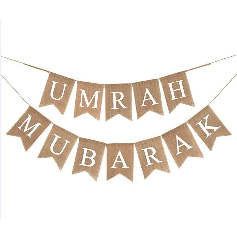 Umrah Mubarak Banners omra mubarak Islamic Eid Celebration Party hajj Decorations