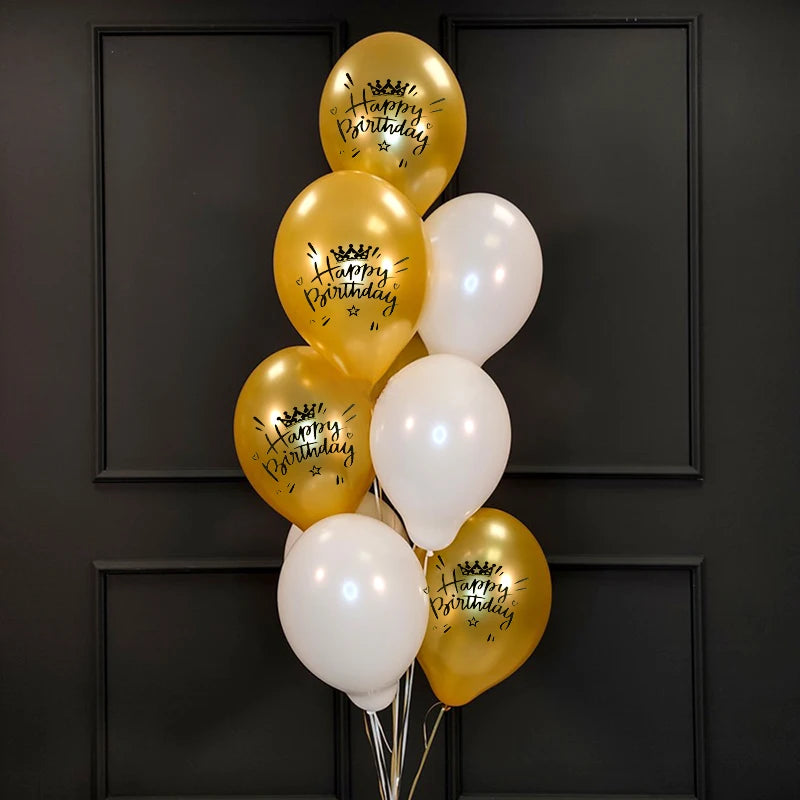10Pcs/set Happy Birthday Latex Balloons 12inch Helium Confetti Air Globos Kids Adult Birthday Party Decoration Supplies