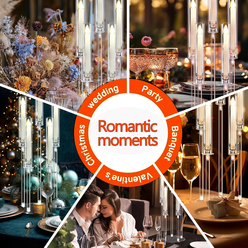 2/4/6/8/10pcs Acrylic Candelabra Centerpieces Clear Candle Holder for Wedding 5 Arm Candlesticks Holder with Acrylic Shade