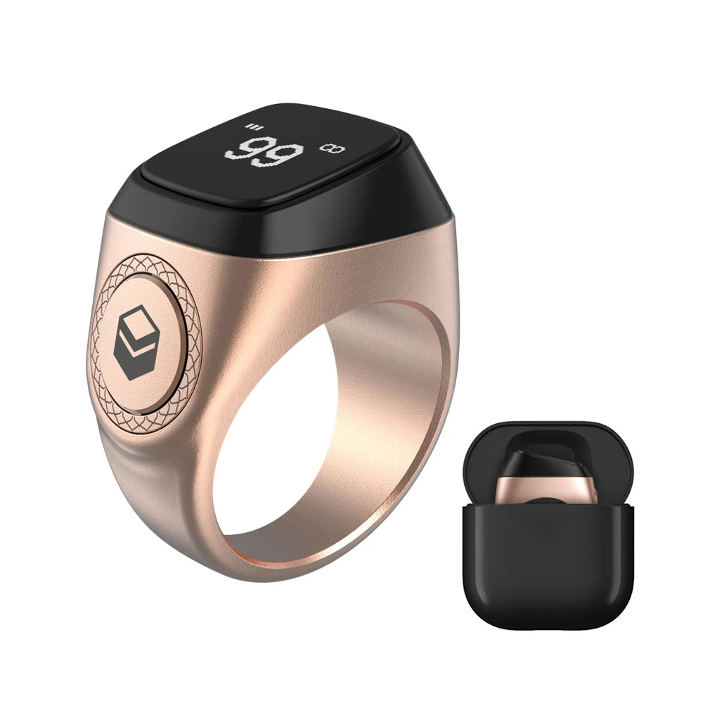 S6 Smart Zikr Ring Praise Tasbih Tally Electronic Digital Counter for Muslims Prayer Time Vibration Reminder Type-C Charge Count