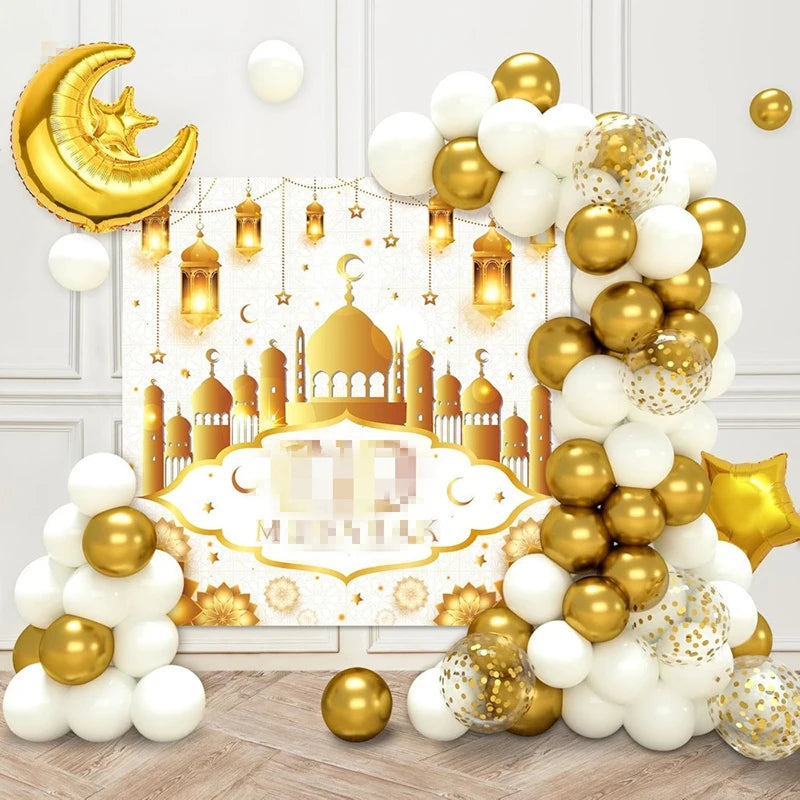 Ramadan Party Balloon Suit Eid Al-Fitr Party Decoration Backdrop Islamic Muslims Background Islamic Muslim Ornament