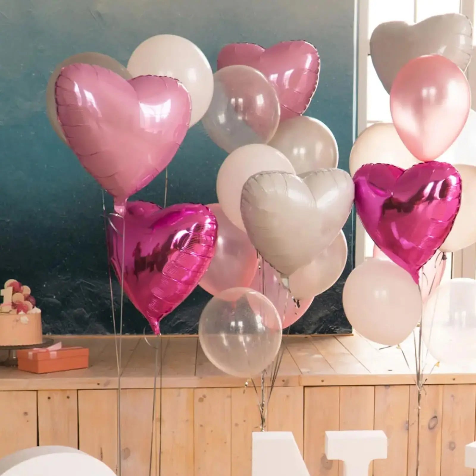 20Pcs Heart Balloons 18inch Cream Pink Love Heart Shaped Balloon Girls Birthday Party Bridal Wedding Valentine's Day Decorations
