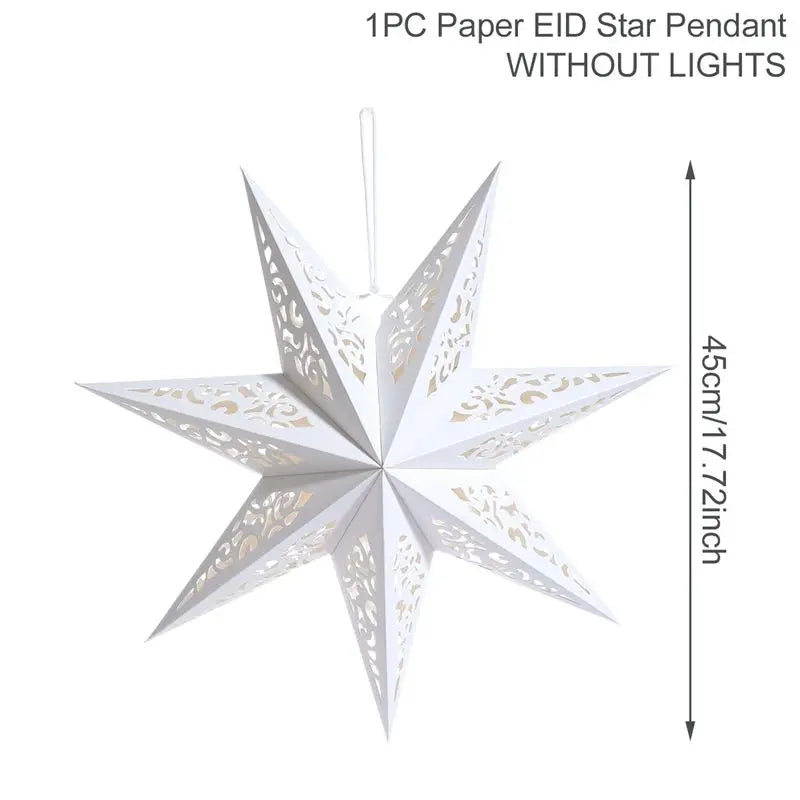 30-75cm Hollow Star Hanging Pendant Eid Mubarak Christmas Ramadan Decoration 2024 Islamic Muslim Party Decor Ramadan Kareem Gift