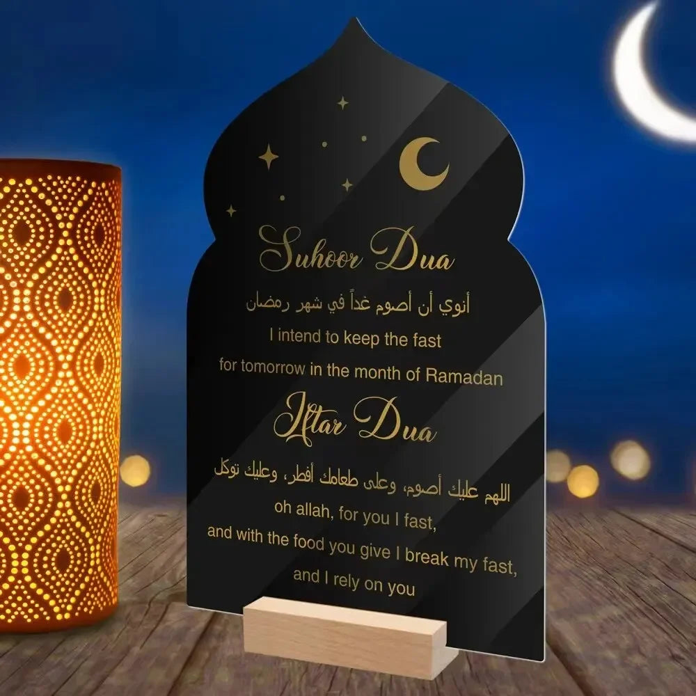 Reusable Acrylic Ramadan Calendar Board Wooden Base Table Ornament Mubarak Eid Advent Day Suhoor Iftaar Countdown Gifts with Pen