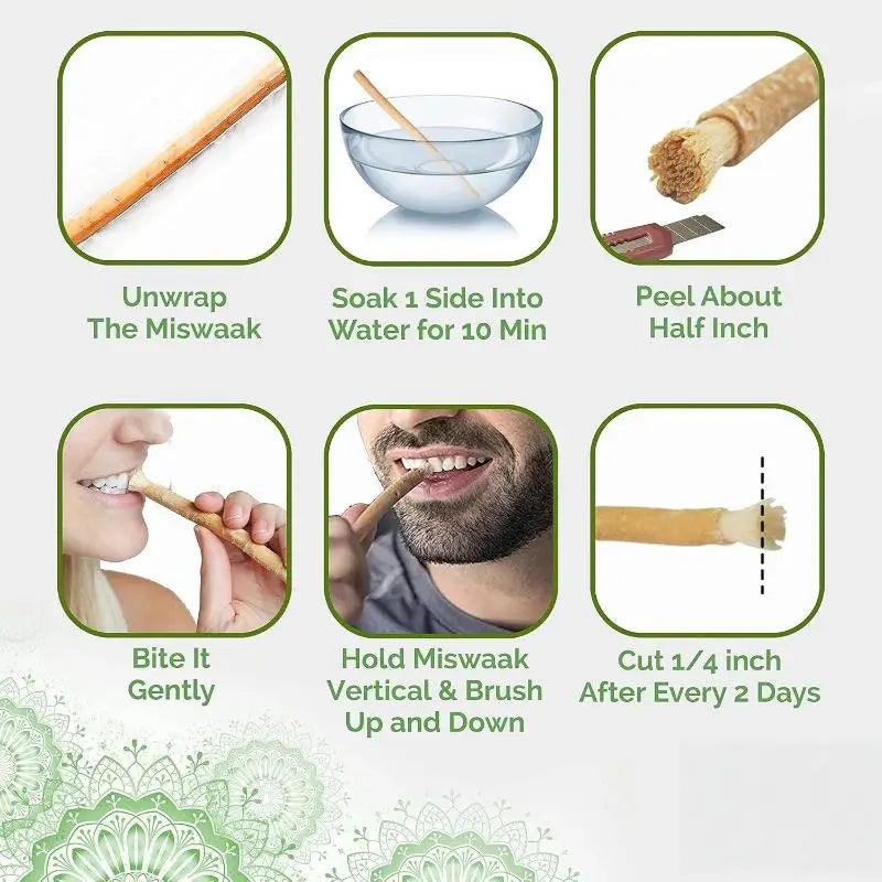 Natural Miswak Toothbrush Travel Portable Soft Toothbrush Traditional Teeth Whitener & Manual Tooth Care Stick