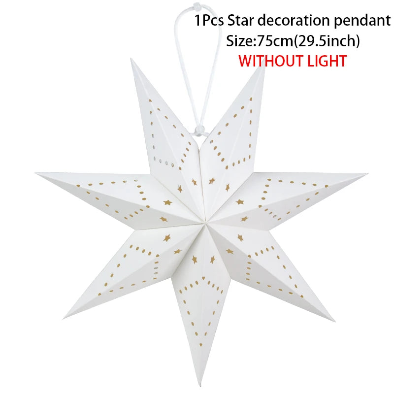 Hollow Star Hanging Pendant Light Eid Mubarak Ramadan Kareem Decoration 2024 paper Lantern Islamic Muslim Party Supplies wedding