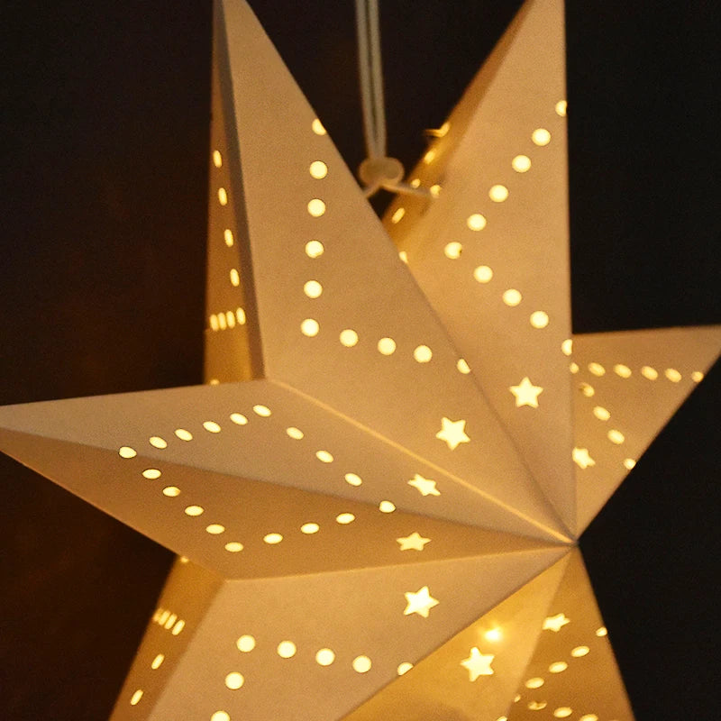 Eid Mubarak Decoration Hollow Star Hanging Pendant Ramadan Kareem LED Light Lantern 2025 Islamic Muslim Party Supplies Birthday