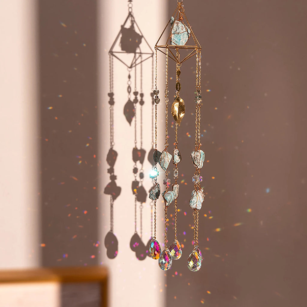 Natural Agate Dream Catcher Wall Hanging Moon Star Sun Crystal Stone Dream Catcher Garden Bedroom Agate Wall Hanging Decorations